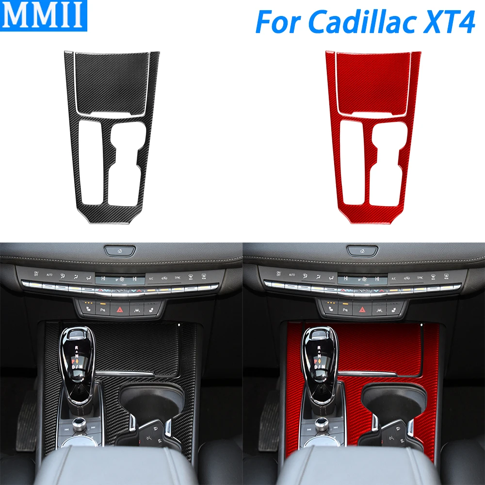 For Cadillac XT4 2018-2023 Carbon Fiber Center Console Gear Shift Panel Trim Cover Car Interior Decoration Accessories Sticker