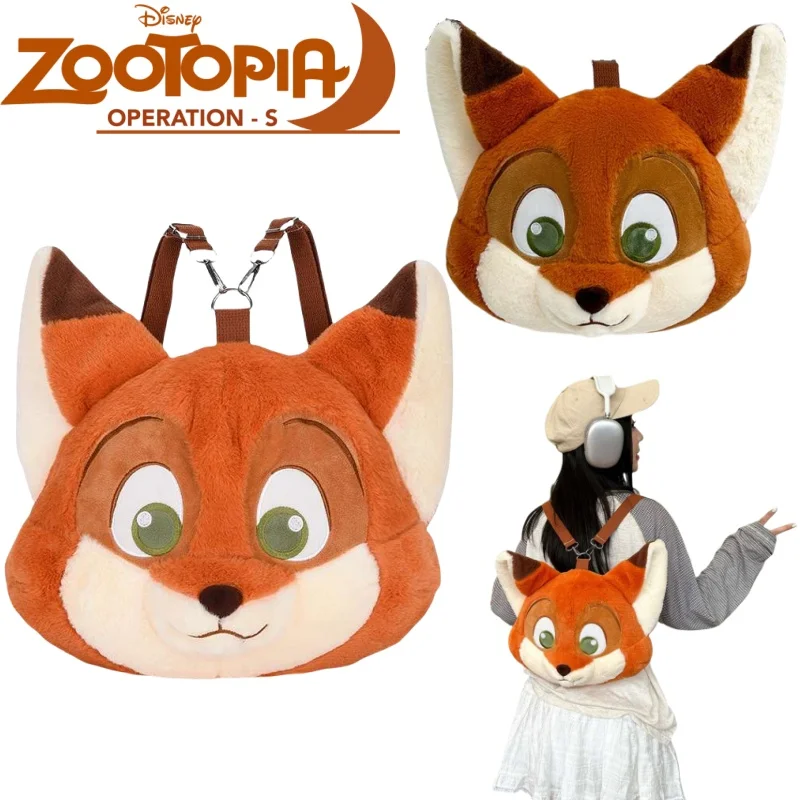 New Zootopia Girls Casual Plush Bag Cartoon Nick Wilde Large-capacity Travel Portable Storage Backpack Holiday Gifts Commuting