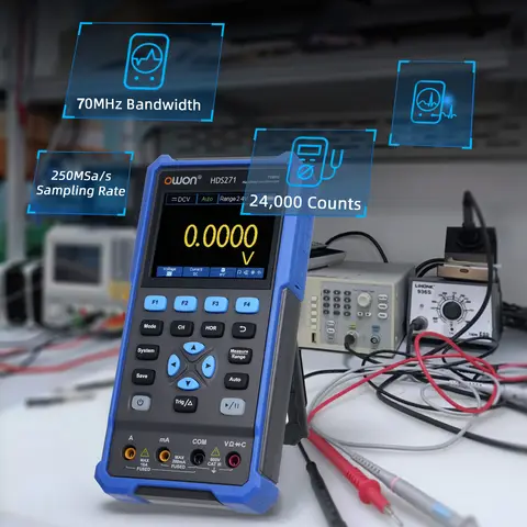 Oscilloscope Multimeter Waveform Generator 70MHz Single Channel 250MSa/s 3 in 1 Digital Oscilloscope with 3.5 Inch LCD 320x240