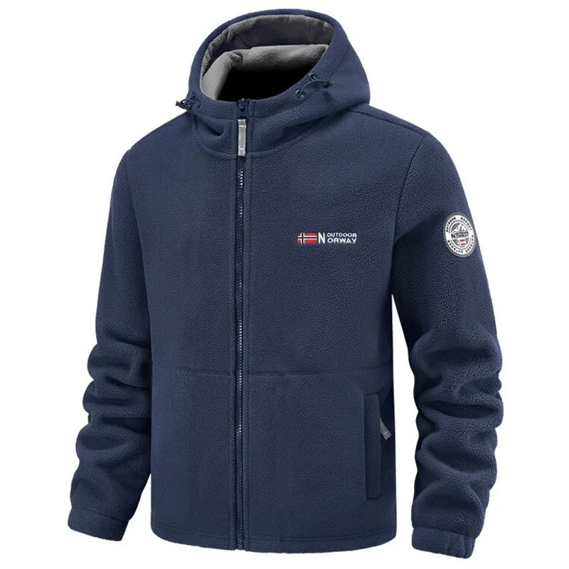 Thicken Hooded Polar Fleece Jackets New Soft Lamb Wool Warm Winter Parkas Men Outdoors Autumn Hiking Camping Coats Men Clothing