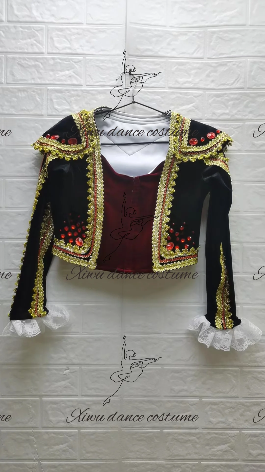 

2023 New Custom men's ballet Jacket with gold trim Men's performance Dance Jacket Exquisite universal menswear