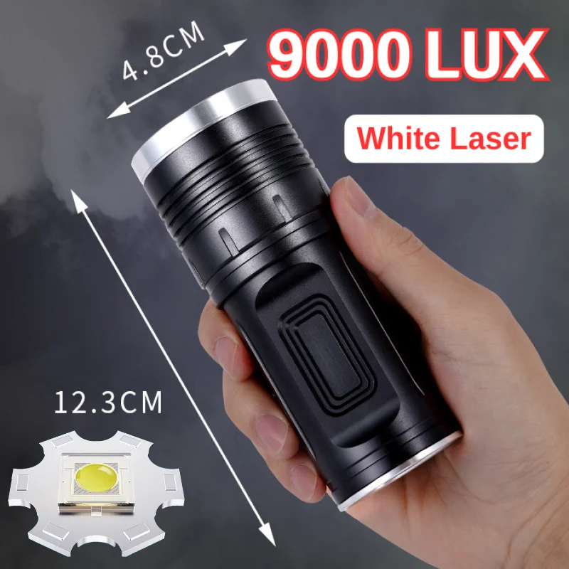 

Мощный светодиодный фонарь 9000 лм, суперяркий прожектор, перезаряжаемый, с зумом, белый лазер, высокомощный фонарь для кемпинга