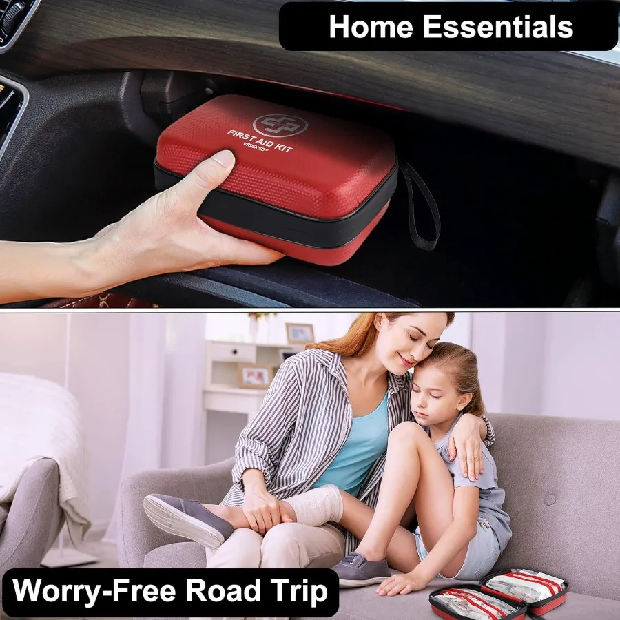 طقم إسعافات أولية من مادة EVA مقاوم للماء مكون من 320 قطعة مع تصميم متين للمنزل والتخييم والسيارة والمشي لمسافات طويلة والسفر والأعمال