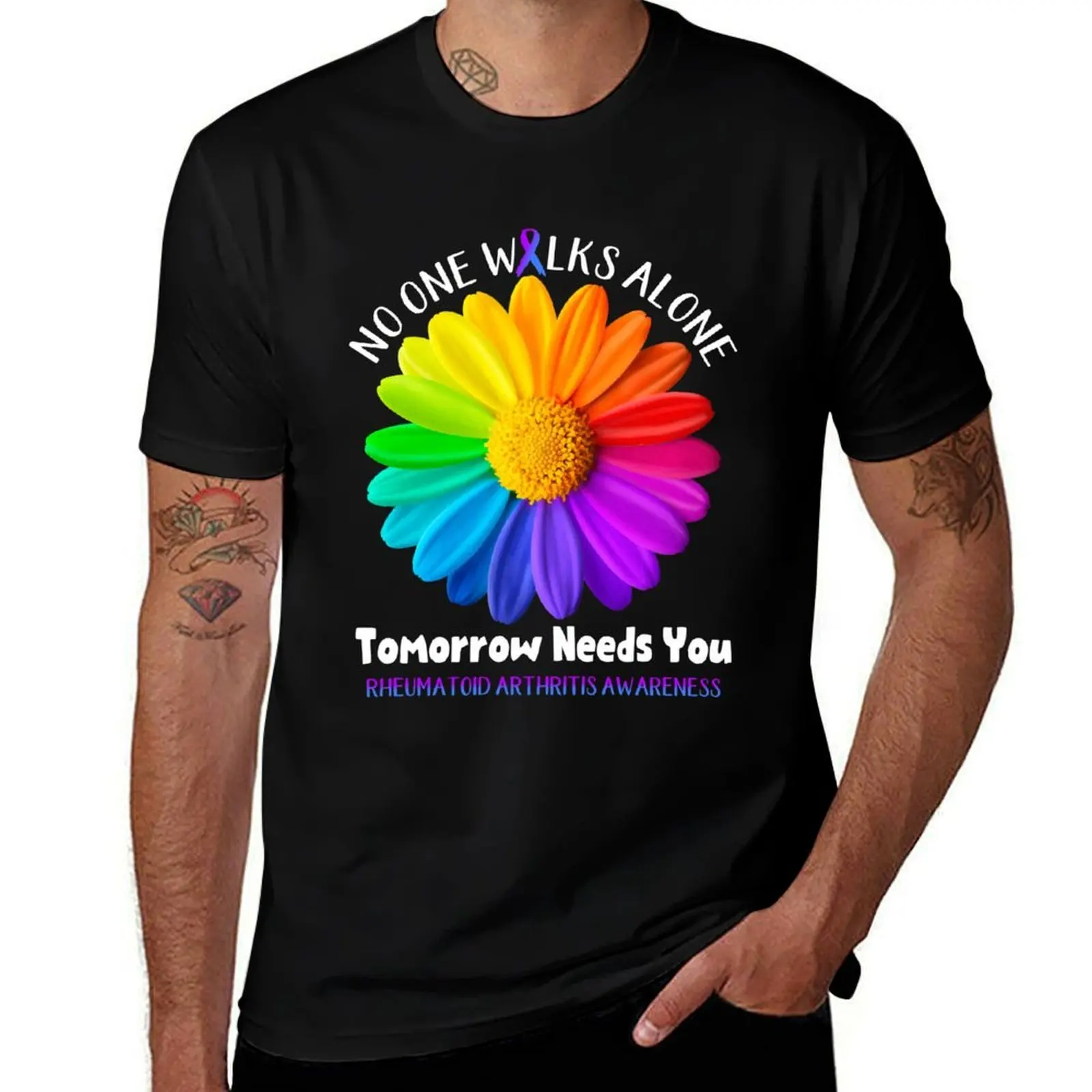 Rheumatoid Arthritis Awareness No One Walks Alone Tomorrow Needs You T-Shirt Athletic Quick Dry for Men T-Shirt
