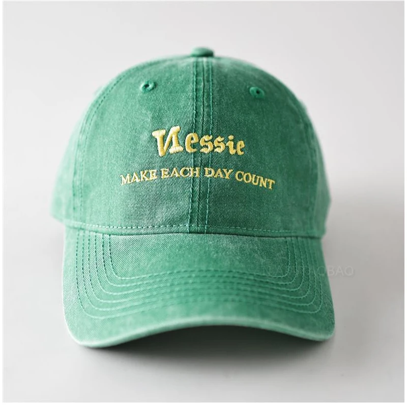 

Vintage Washed Cotton Unisex Baseball Cap for Women and Men Letters Embroidery Adjustable Dad Hat Unstructured Daily Casual Wear
