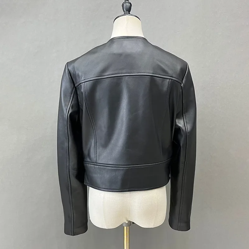 Real Leather Jacket Spring Autumn New Arrivals Women Sheepskin Leather Coat Belt Lady Crop Jackets FG5566