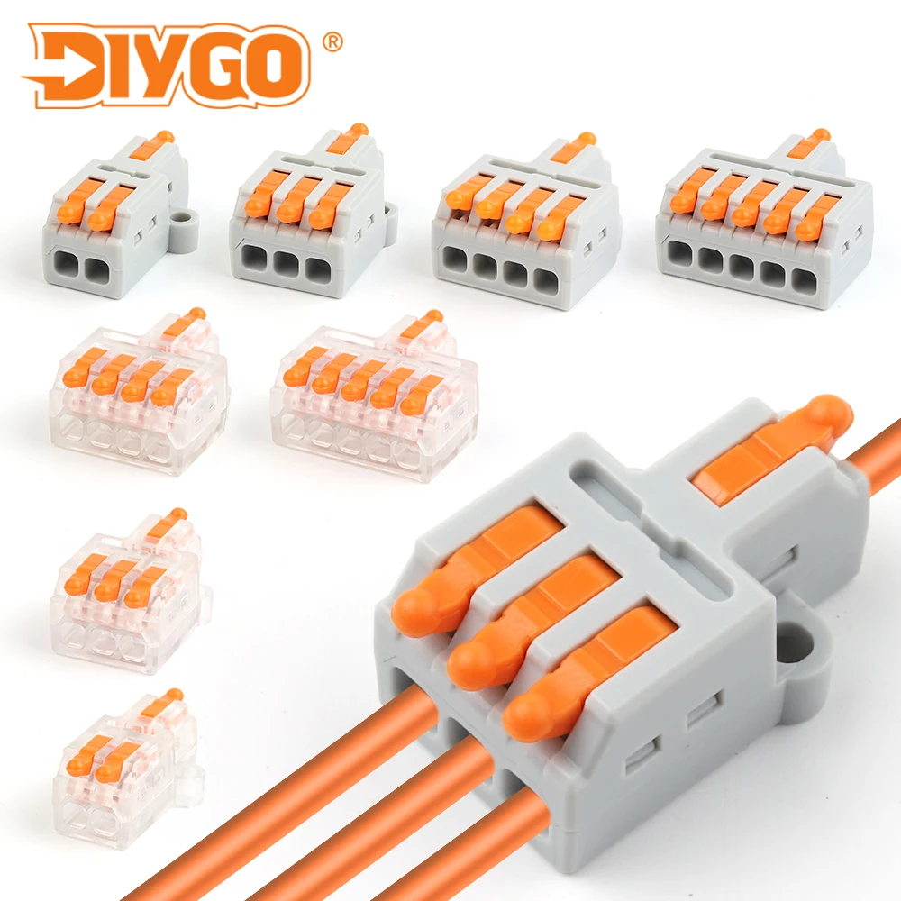 

50PCS Electrical Lever Wire Connector Universal Compact Push-in Terminal Block 2/3/4/5 Ports Splicing Wiring Cable Connectors