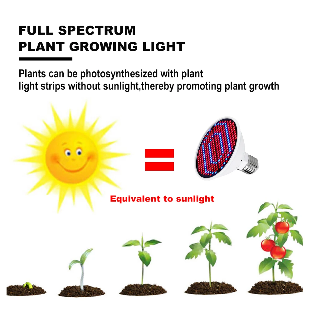 Imagem -02 - Full Spectrum Led Grow Light Phyto Lâmpada Plant Bulb Luz Crescimento Hidroponia Estufa Crescer Tenda E27 220v 126 200 300 Leds