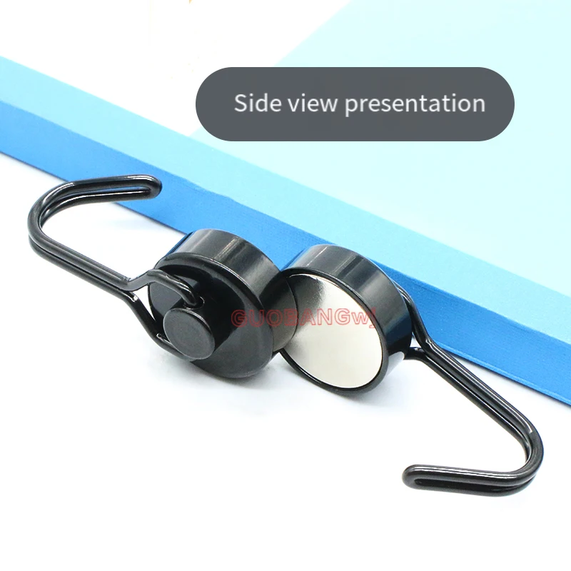 20mm回転式磁気フック - 家庭、キッチン、ガレージのツール整理用の頑丈な粉体塗装ブラック/シルバーマグネットフック