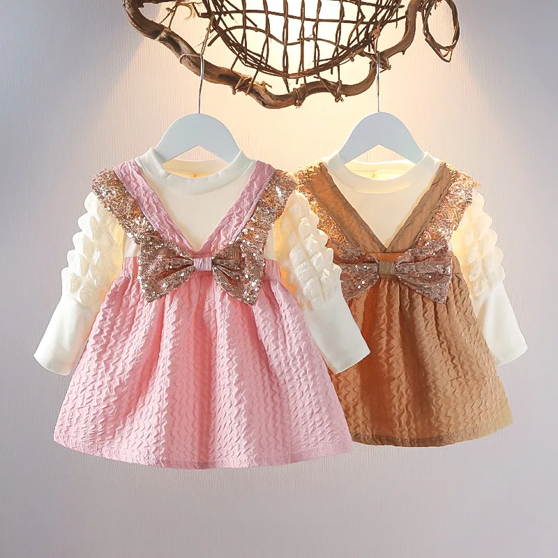 

Fashion Baby Girl Dress Sequined Bow Wedding Party Princess Costume Elegant Toddler Birthday Dress Kid Outfit Child Clothes