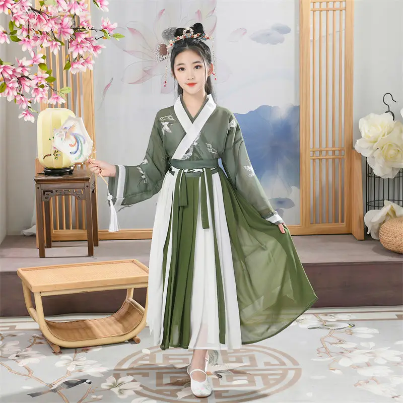 Hanfu vestido chinês antigo traje crianças roupas folclóricas desempenho dança vestidos tradicionais para o menino e menina