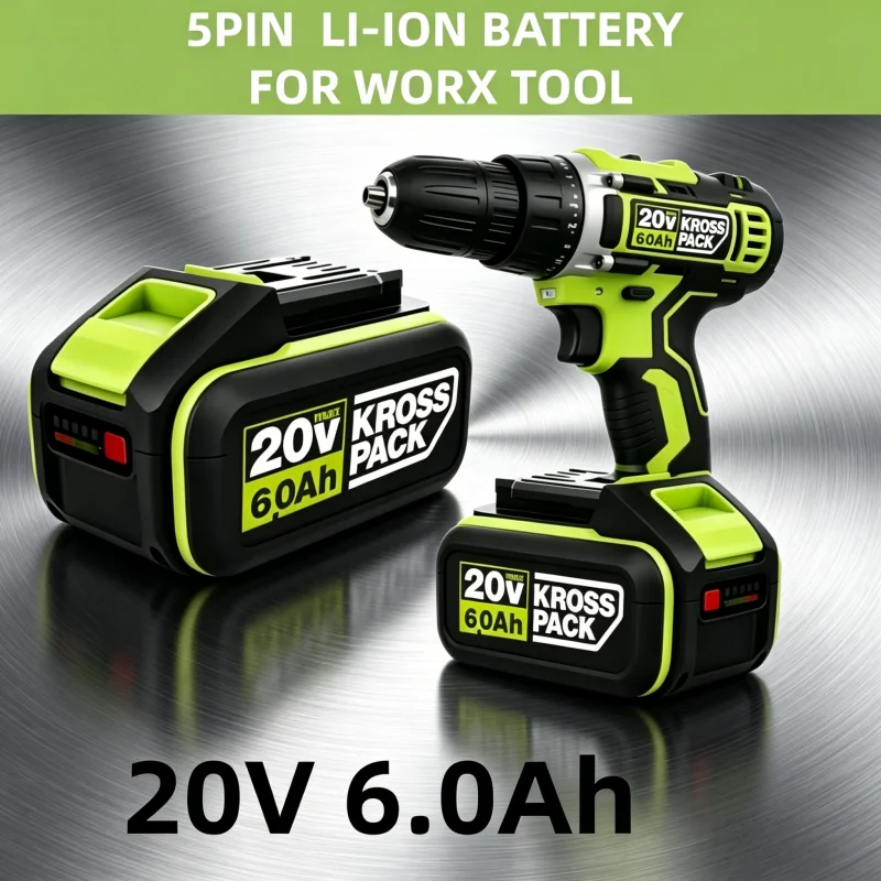 

Genuine Original High Capacity 20V 6.0Ah 8.0Ah Lithium Battery Replace WA3014 WA3551 Constant Current Output WG629 Power Tools