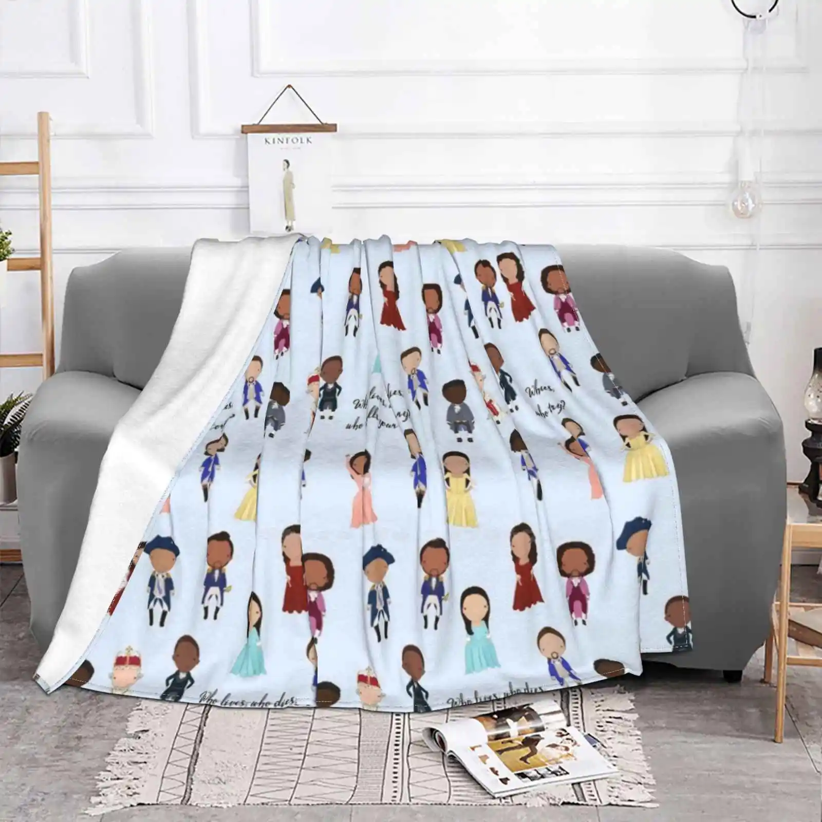 Toss Print Fashion Soft Warm Flannel Blanket Broadway Costume Characters Who Tells Your Story Musicals Schuyler Sisters