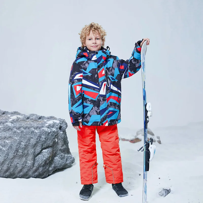 -30℃ Boy girl skiing suit waterproof 5 6 7 8 9 10 11 12 13 14 15 year old children's snow clothing Warm snowboarding Coat pant