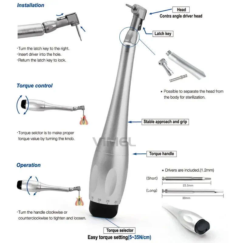 Narzędzie dentystyczne Uniwersalny klucz dynamometryczny Zestaw do usuwania protez Śrubokręty Instrument