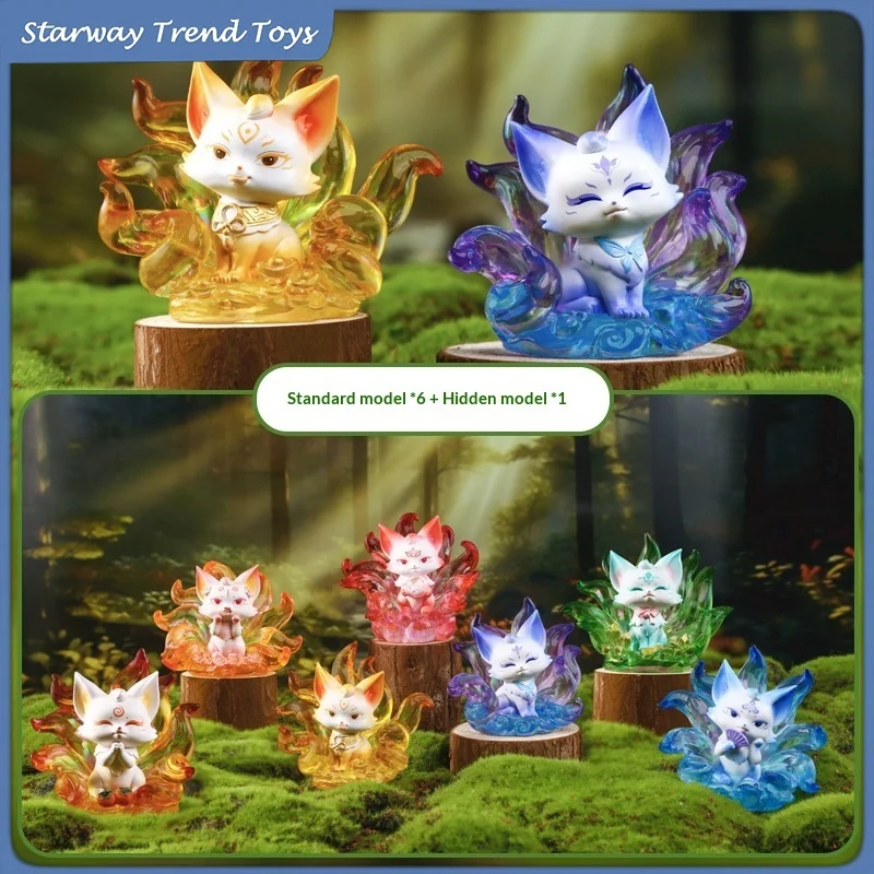 

Мистическая глухая коробка с девятихвостой лисой, Новое поступление, фигурка из смолы, коллекционное украшение для домашнего стола, оптовая продажа