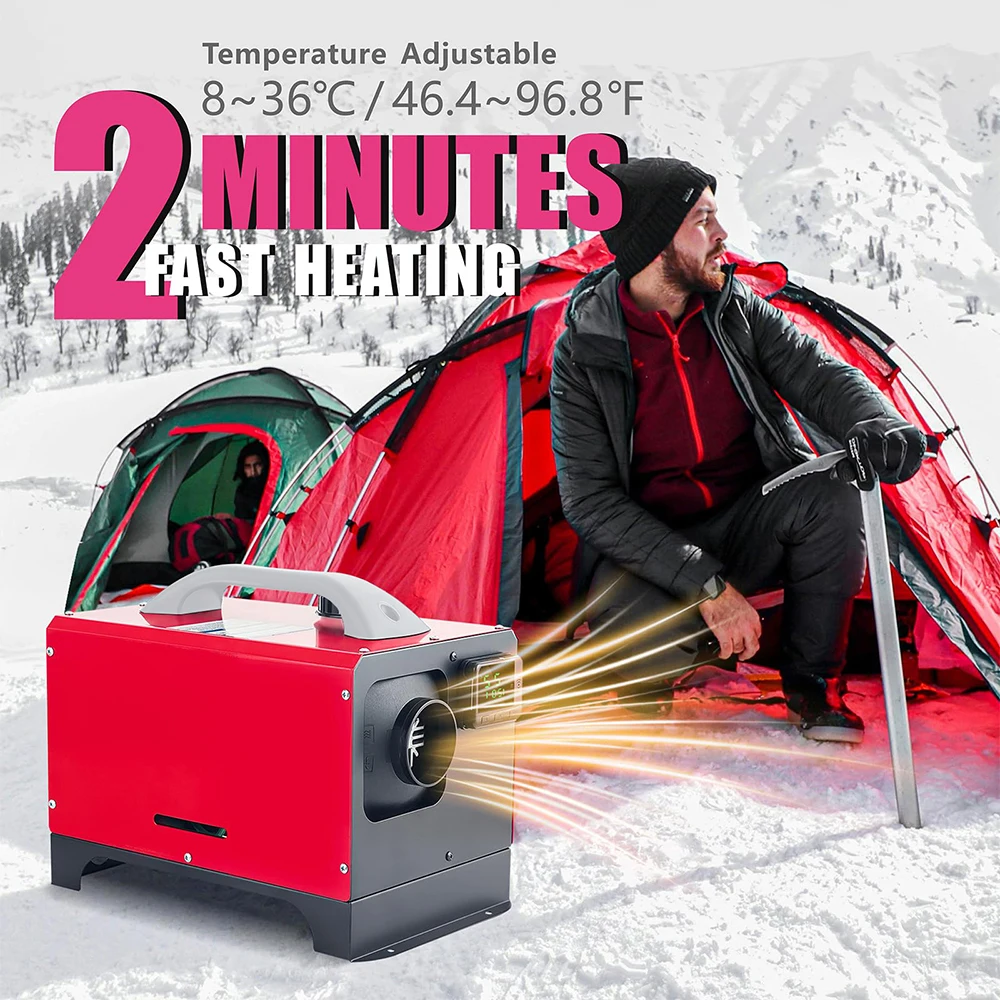 Image of Degreat 5KW 12V Dieselheizung Tragbare Auto-Diesel-Luftheizung mit Schalldämpfer Fernbedienung Schnelle Erwärmung Enteisung Entnebelung für Camper LKW