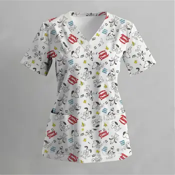 Nemocniční ošetřovatelská matná uniforma s potiskem Snoopyho, lékařská chirurgická uniforma, nemocniční doplňky, pediatrický klinický top 8 nejlepší prodej tričko se Snoopym - №6