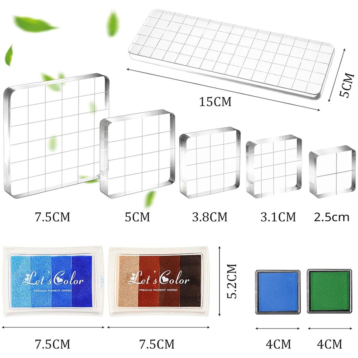 M09K 22 Pcs Crafting Stamps Set with Acrylic Stamp Blocks, Silicone Stamps, and Colorful Ink Pads for DIY Scrapbooking