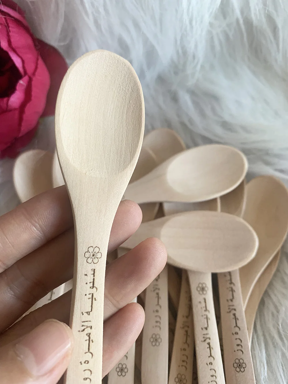 Custom Logo Wooden Spoon Honey Coffee Teaspoon Customized Kitchen Cooking Spoons Wedding Party Gift Supplies With Engraved Name