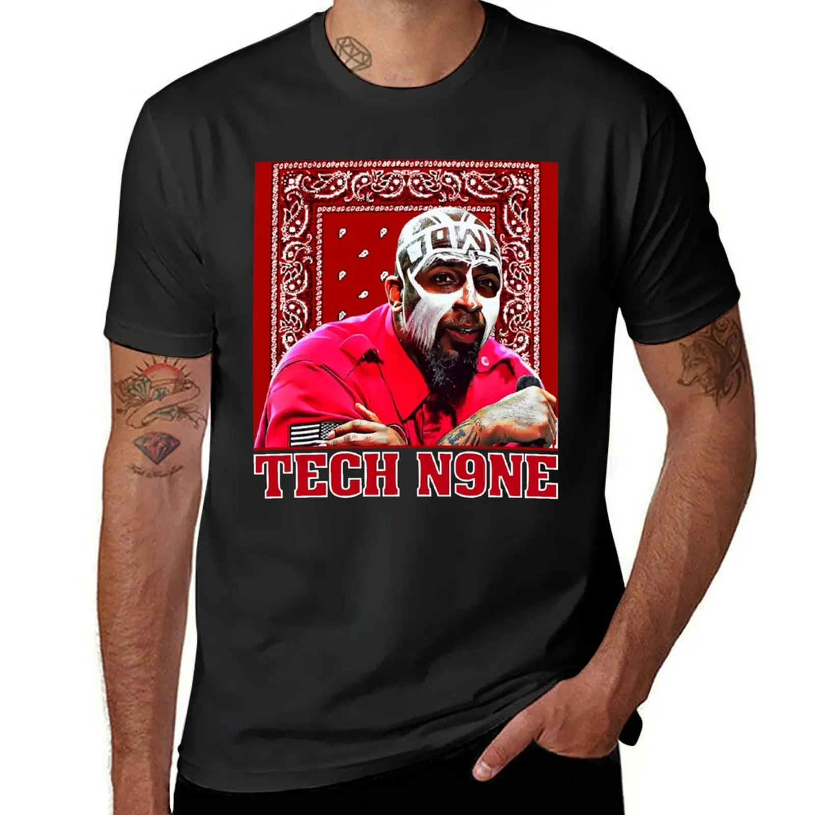 Tech Nueve Red Bandana T-Shirt sports fans oversized mens clothing