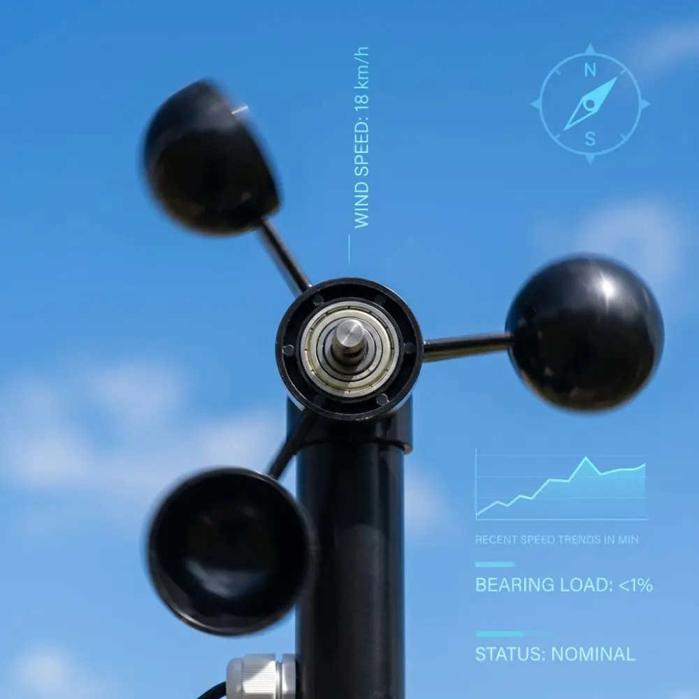 Durable Universal Anemometer Sensor ABS 0-3.8v Output Wind Speed Detector Waterproof Cable Black Three Cups Anemometer