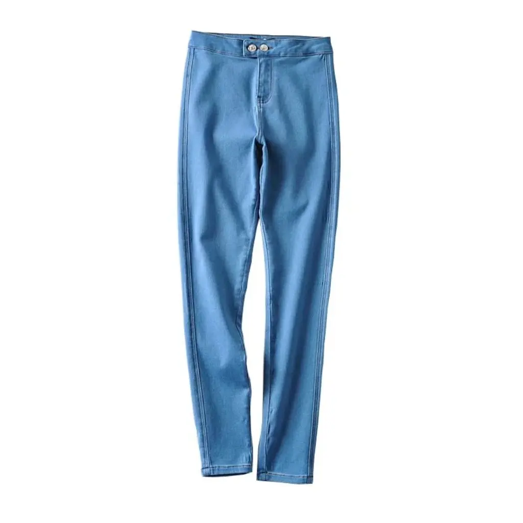 Jeans skinny slim fit elasticizzati a vita alta con 2 fibbie per donna Pantaloni a matita tascabili a forma di cuore nuovi Spice Girl all'ingrosso