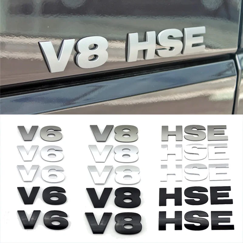 

ABS Car Body Emblem for HSE V6 V8 Logo Tail Badge Stickers for Land Rover EVOQUE Discovery Range Rover Defender Freelander