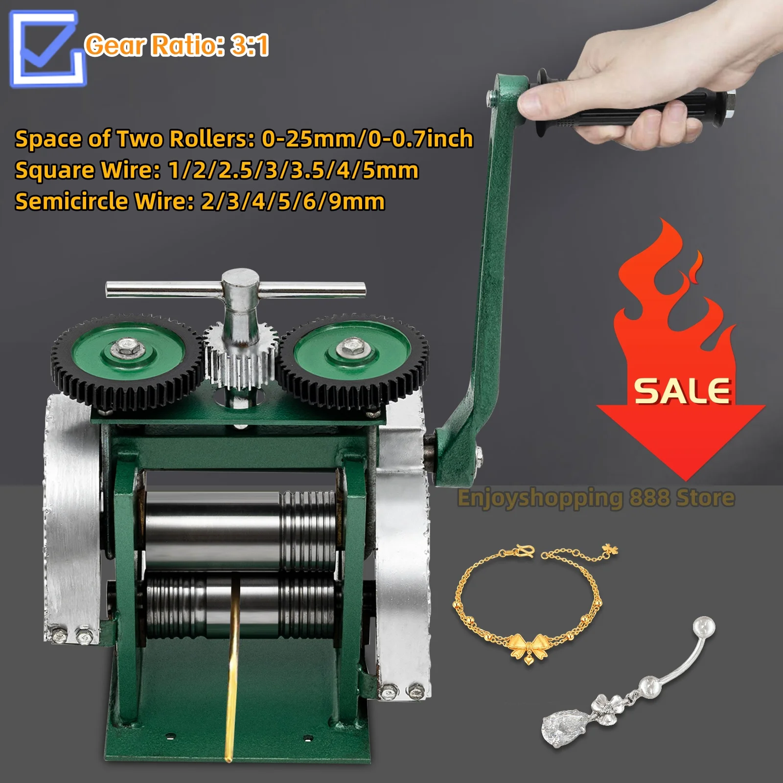 Manual Jewelry Rolling Mill Machine Wire Flat Metal Sheet Roller Tool Jewelry Making Press Combination Rolling Mill