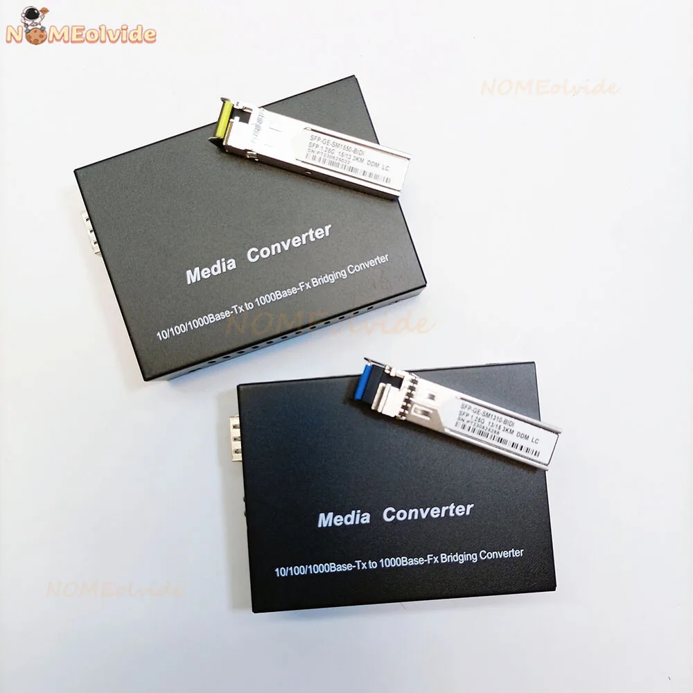 Gigabit Media Converter 1Pair SFP Transceiver Module 20KM 1000Mbps Fast Ethernet RJ45 To Fiber Optic 1sfp 1E Switch