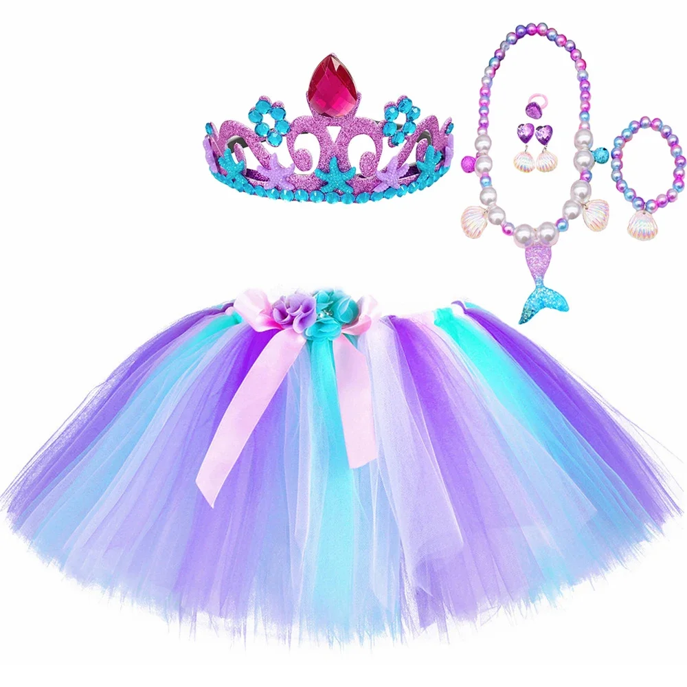 Mermaid Tutu Skirt Costume for Girls Birthday Party Tulle Skirt Toddler Baby Kids Halloween Princess Mermaid Dress Up Outfits