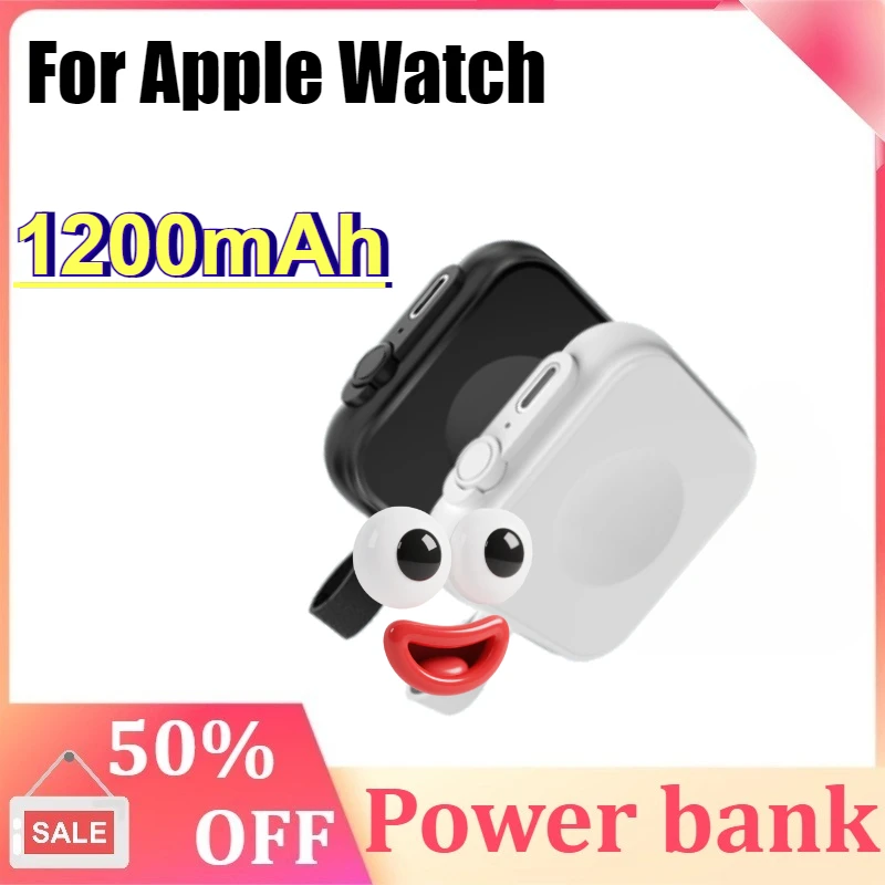 

1200mAh Mini Magnetic Wireless Power Bank For Apple Watch Series Type C L Cable Fast Charger Portable Mobile Power Bank