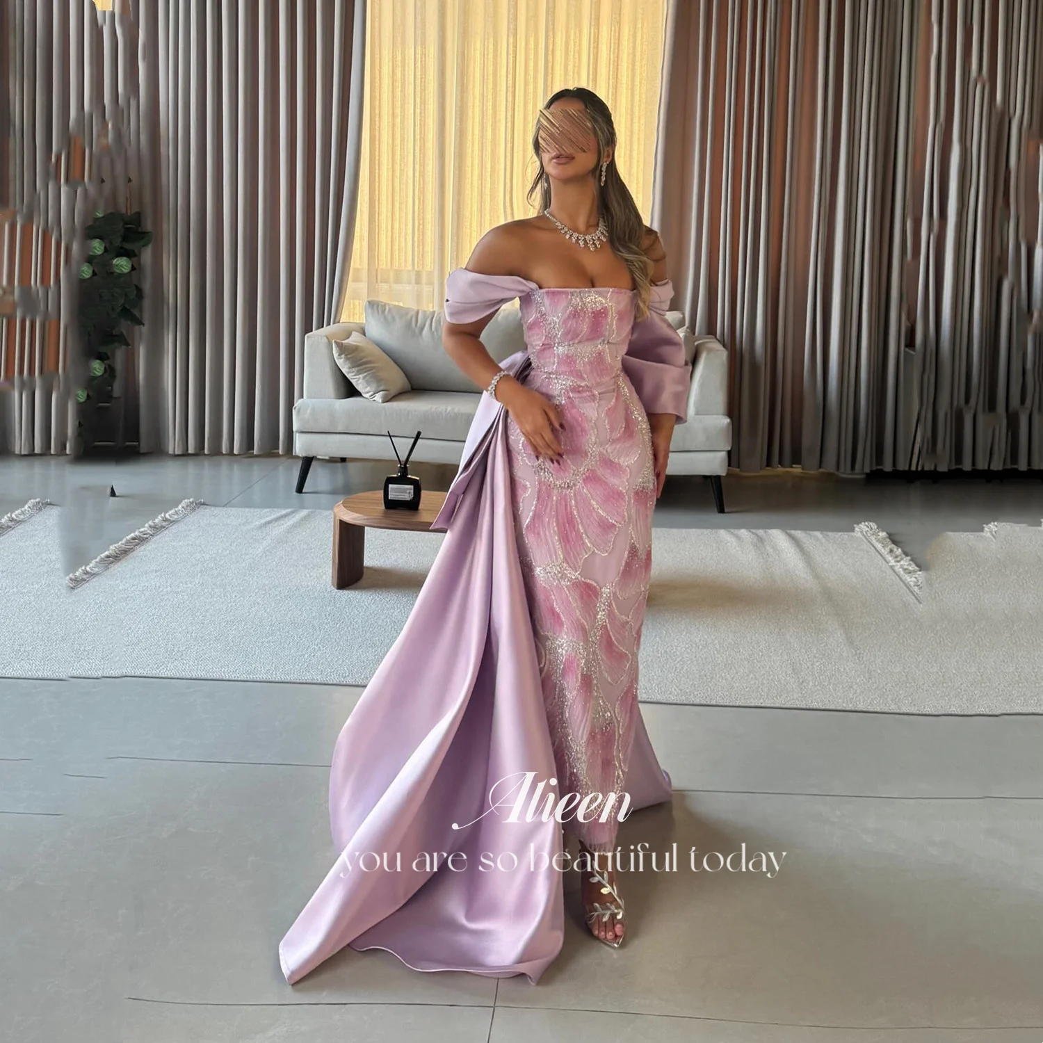 

Aileen Mermaid Elegant Women's Dresses for Wedding Party Off the Shoulders Customized Women's Evening Dress فساتين سهرة Satin