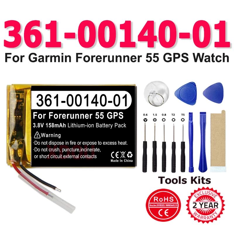 

Оригинальные литий-ионные аккумуляторы 361-00140-01 для Garmin Forerunner 55, сменная батарея для GPS-часов + бесплатные инструменты