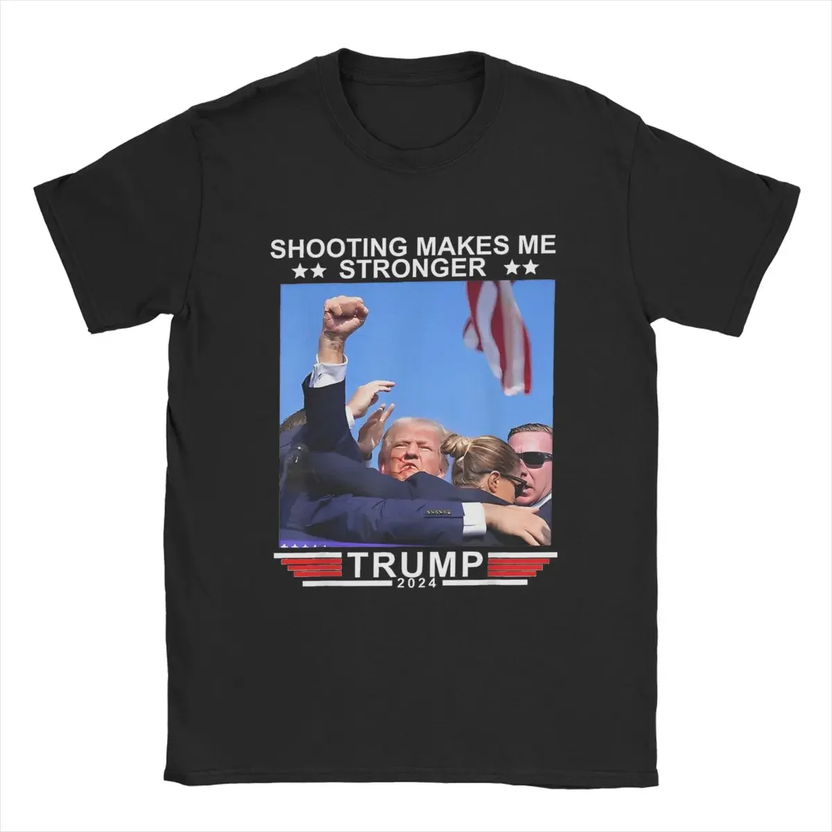 Crew Neck Assassination Attempt Tee Summer Short Sleeve Shooting Makes Me Stronger Donald Trump 2024 Men Cotton Vintage T-Shirt