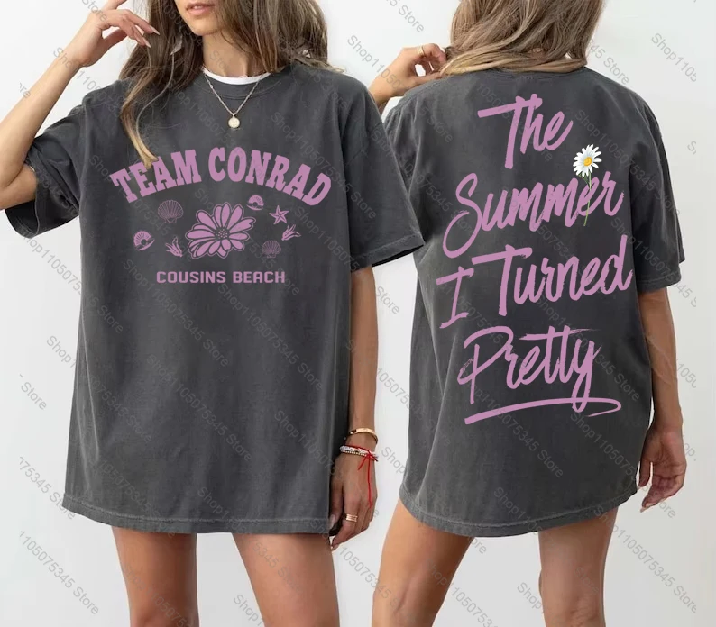 

Лето 2025 г., пляжная футболка «I Turned Pretty Cousins», Team Jeremiah Conrad Merch, футболка с круглым вырезом и короткими рукавами, женская и мужская одежда