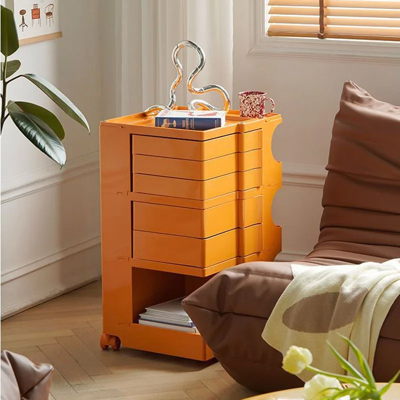 Nordic Creative Rotating Sofa Side Table Storage Cabinet Ins Style Movable Locker 2/3 layer Bedside Table Bedroom Bed Table