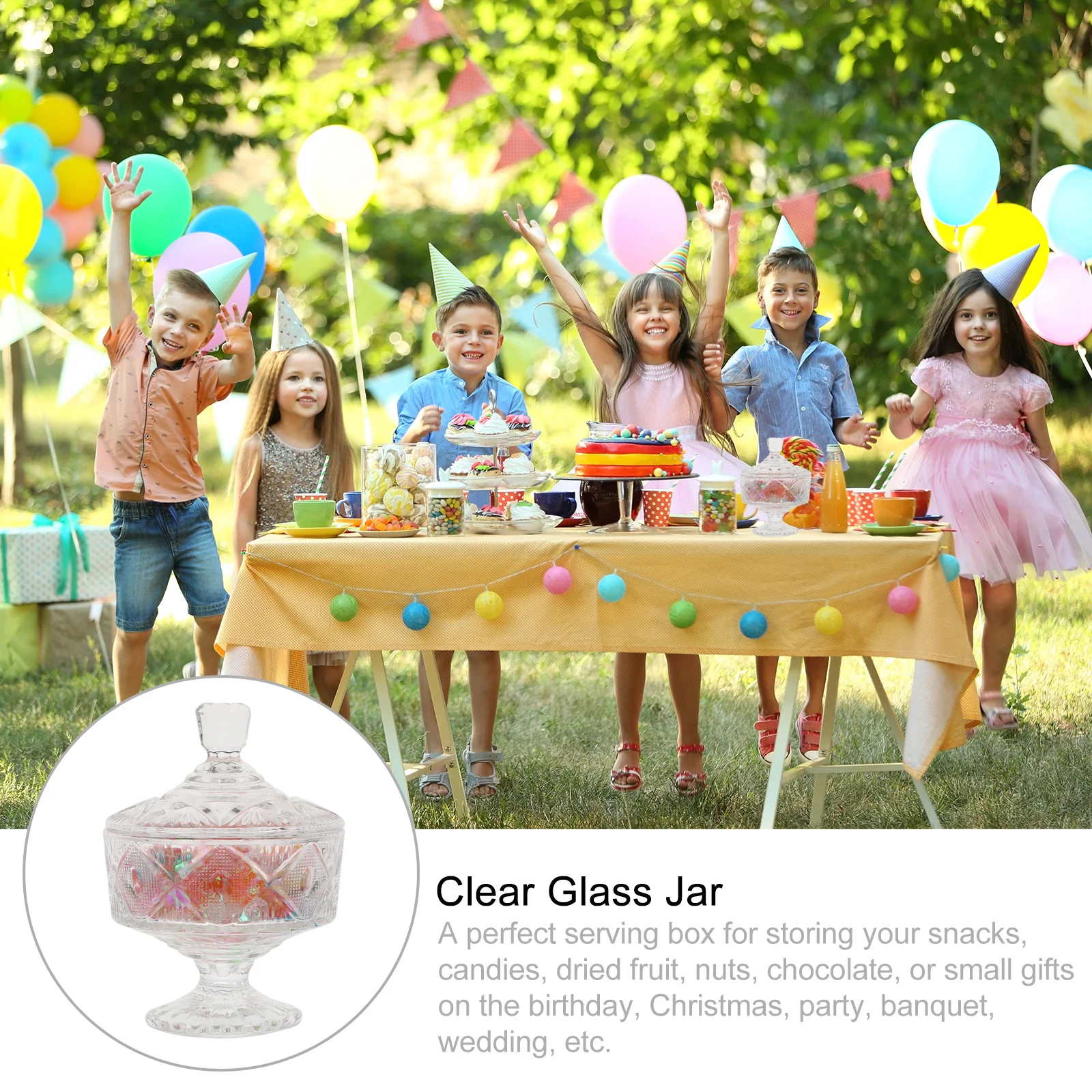 

1Pcs Candy Jar Clear Glass Snack Storage Box for Wedding Party Candy Organizer Clear Glass Jar Jewelry Box with Lid