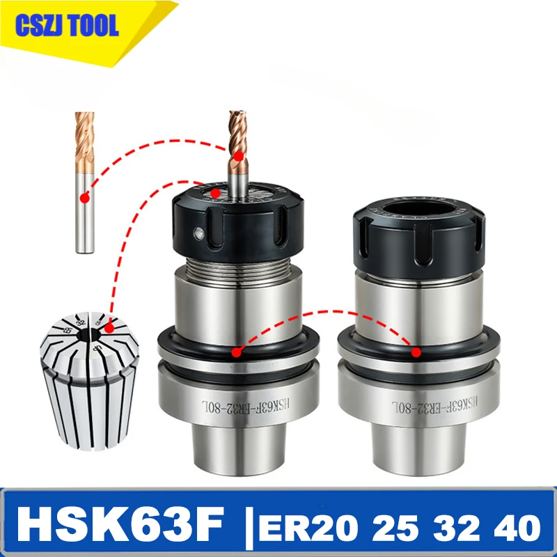 CSZJ HSK63F Tool Holder HSK63 HSK ER ER16 ER25 ER32 ER40 Tool Holder HSK 63F ER Engraving Woodworking Machine HSK63F Tool Holder