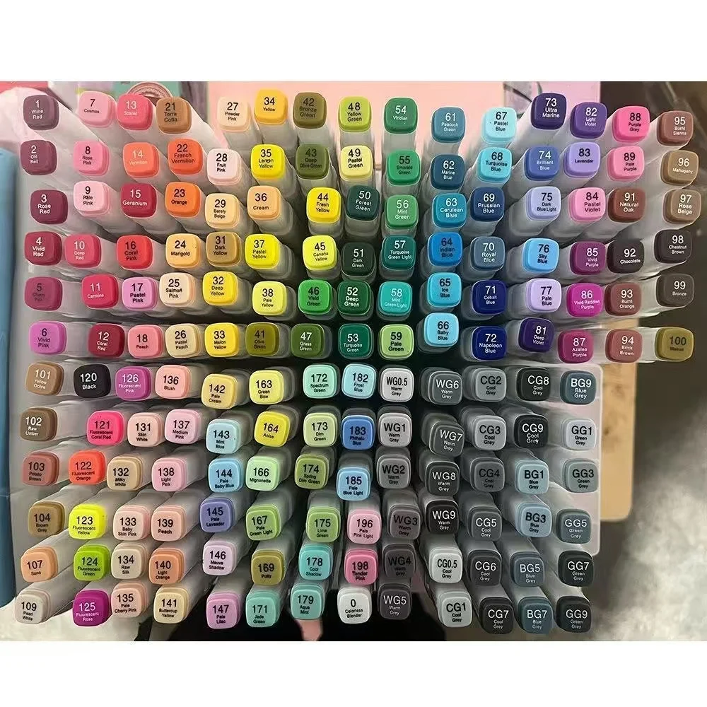 262/204/168/120/80 Colores Oily Art Marker Pen Set for Draw Sketching Oily Tip Based Markers Graffiti Manga School Art Supplies.