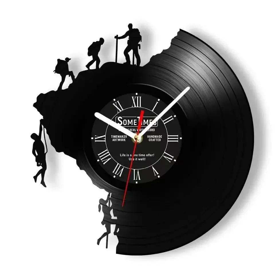 Custom Climbing Vinyl Record Wall Clock for Man Cave Mountain Hiking Rock Climb Artwork Vintage Music Album Clock Climbers Gift