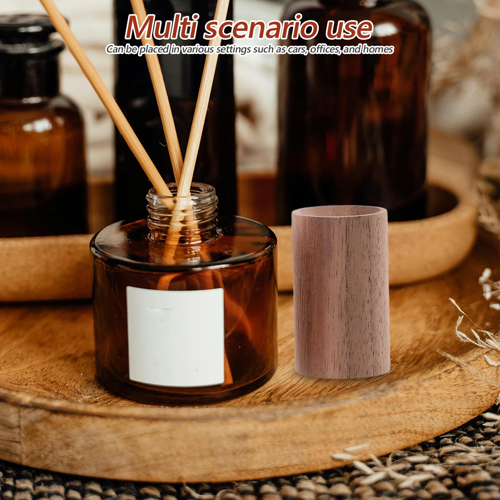 

5Pcs Wooden Diffuser Beech Wood Small Round Essential Oil Diffuser Car Home Office Desk Aromatherapy Air Freshener