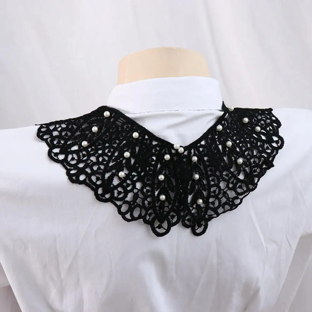 Sweet Collar Lace Fake Collar Dress Decorative Shoulder Pearl Decoration Shirt Collar Cotton Detachable Shawl Women/Girls