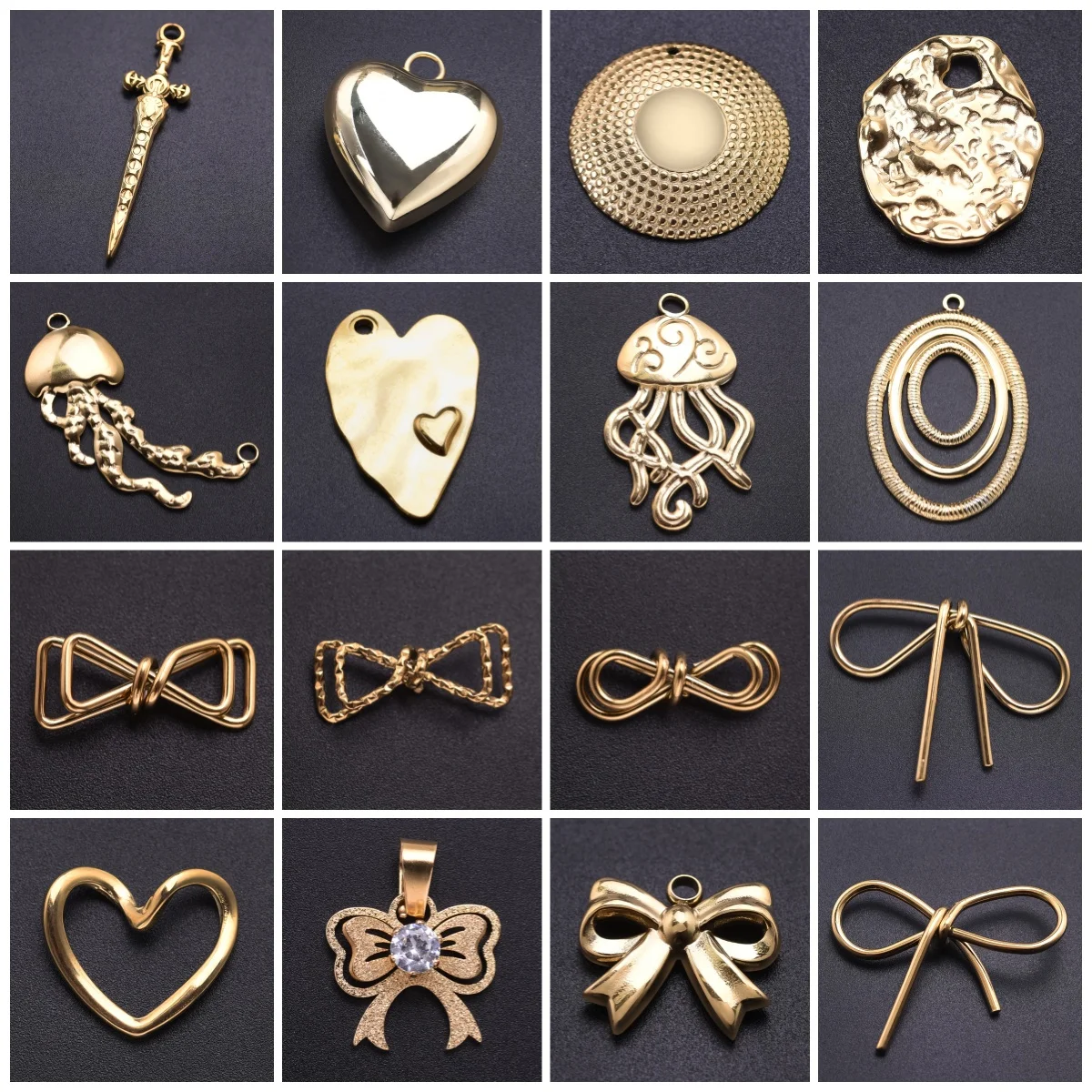 high quality stainless steel pendant Cross sword amulet three-dimensional love Bow hollowing folds liquid state gloss pendants