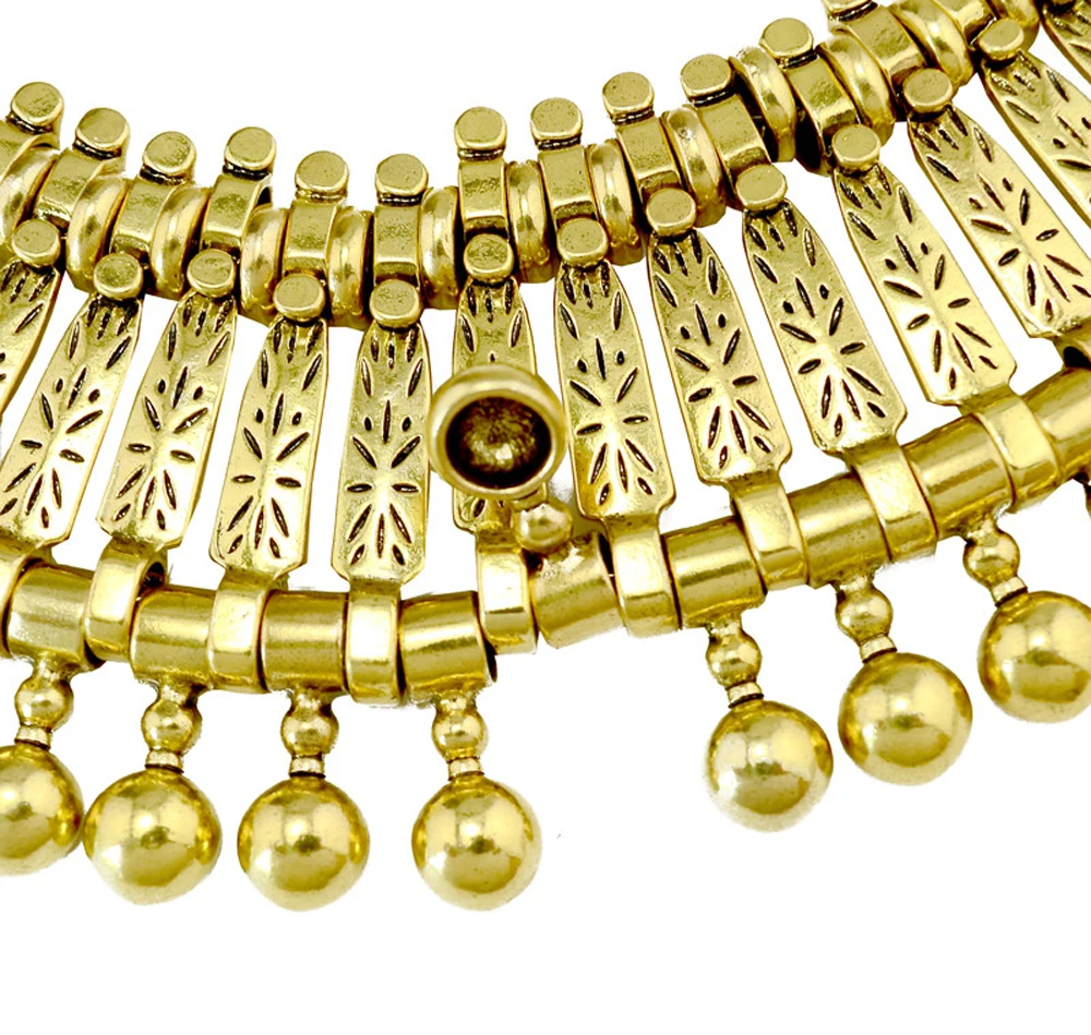 Traditionelle indische afghanische pakistanische ethnische Münzen Quaste Halsband Halskette Vintage goldene Legierung Münzen Kragen Damen Halsschmuck – Detail 8