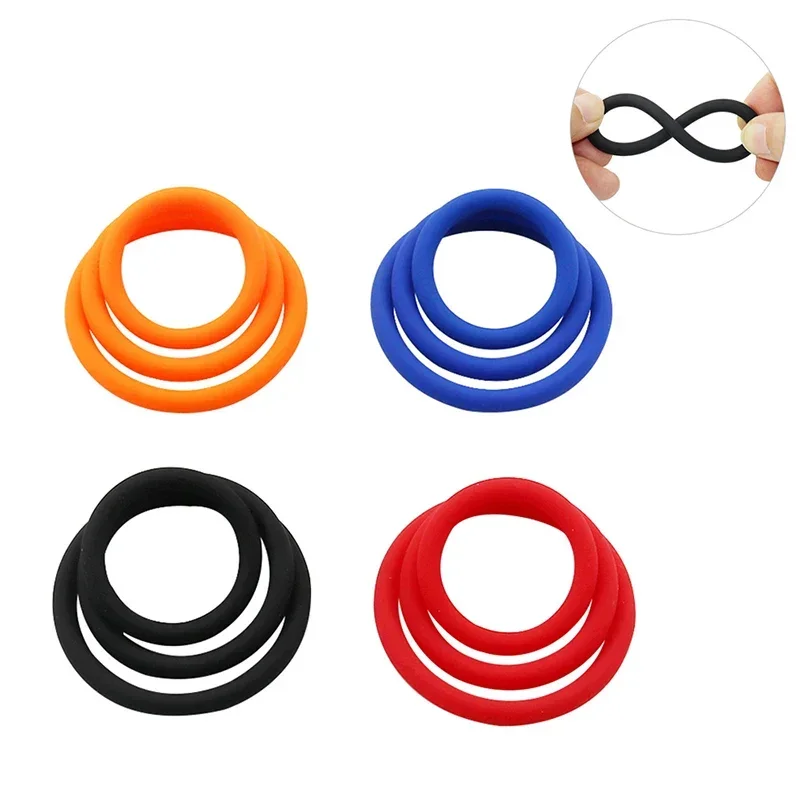 3Pcs/Set Silicone Durable Penis Ring Cock Rubber Rings Penis Enlargement Sex Toys For Male Sex Rings Adult Men Ejaculation Delay