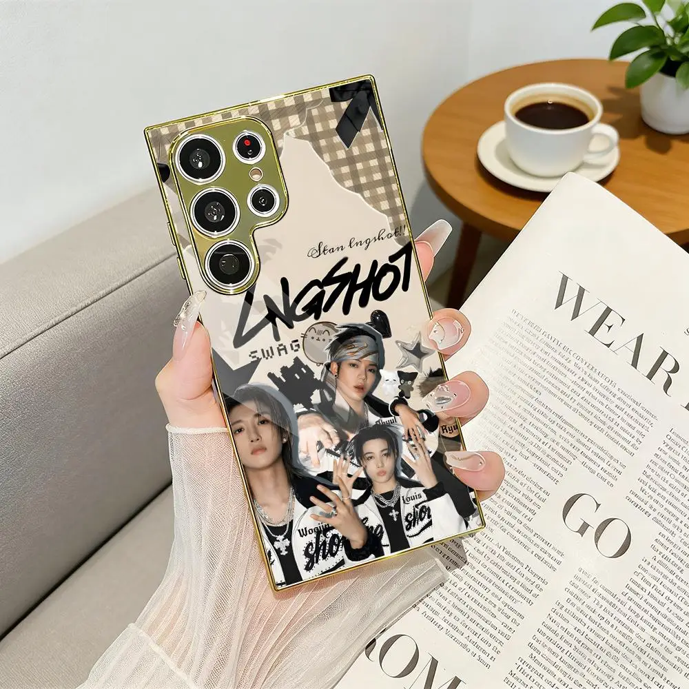 Kpop Band L-LNGSHOT Phone Case Luxury Electroplated Metal Frame Case For Samsung Galaxy S25 S24 S23 Ultra