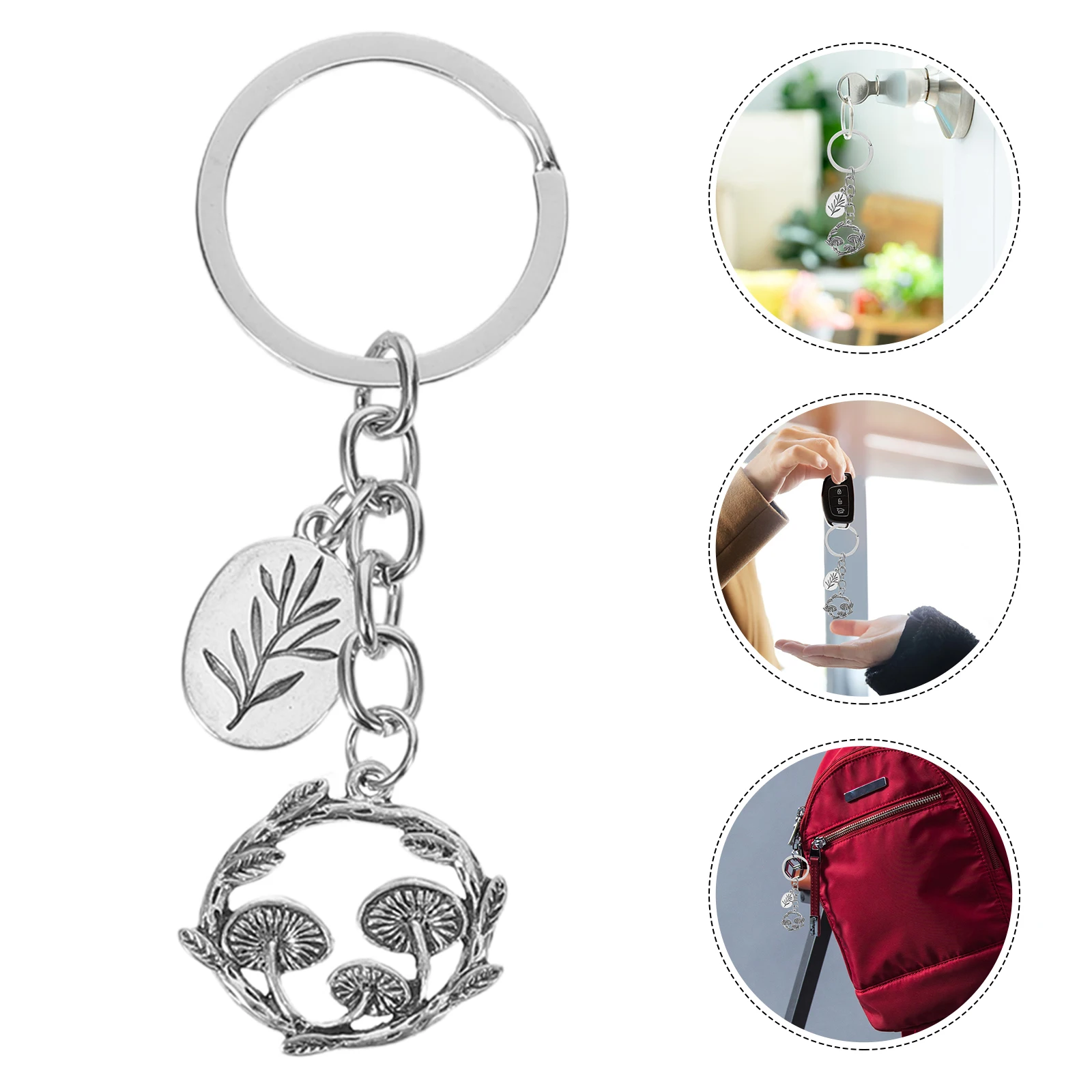 

5 Pcs European-style Metal Keychain Handbags Costume Mushroom Pendant Decorative Chains Alloy Cute Exquisite Keyring