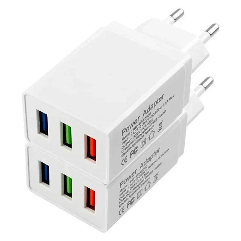 3 Port USB 5V2A Wall Plug Power Adapter Wall Charger Compatible with Two Feet Charging Cube Brick Box Base Head