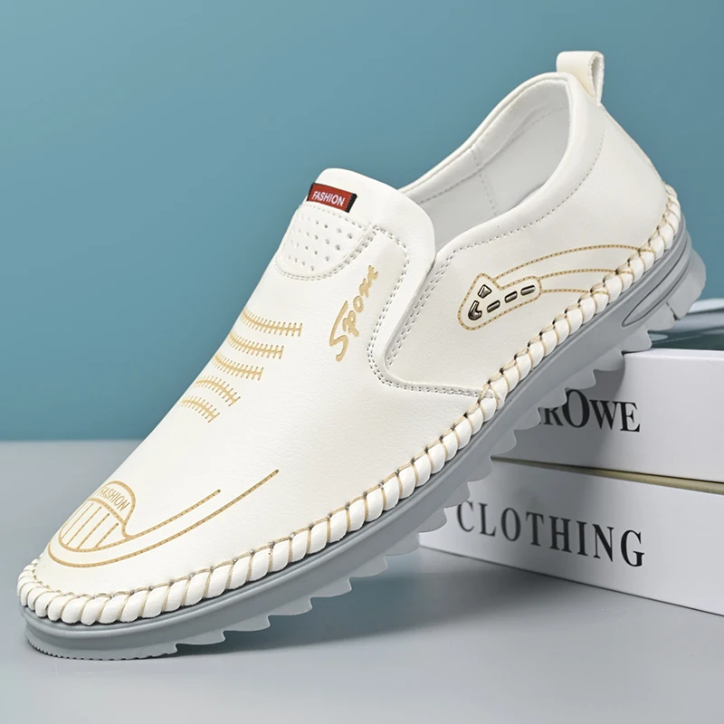 

Мужские лоферы в британском стиле, модные, универсальные, с мягкой подошвой, противоскользящие, удобные кожаные туфли-2200